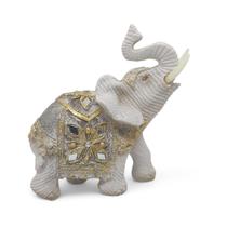 Elefante Branco e Dourado Detalhes de Pedras Brilhantes 15cm Elefante Branco e Dourado Detalhes de Pedras Brilhantes 15cm