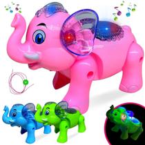 Elefante De Brinquedo Com Som E Luz Musical Anda Led Animal F114