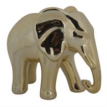 Elefante de Cerâmica Dourado 13,5cm x 7,5cm x 11,5cm