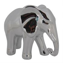Elefante de Cerâmica Prata 13,5cm x 7,5cm x 11,5cm