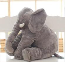 Elefante de Pelúcia 60cm Antialérgico Almofada Travesseiro Grande Cinza