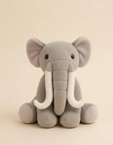 Elefante De Pelúcia Com Presas Presente Infantil E Decoração Cinza Elefante De Pelúcia Com Presas Presente Infantil E Decoração Cinza