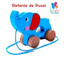 Elefante de Puxar Brinquedo Madeira Criativo Educativo Tooky Toy