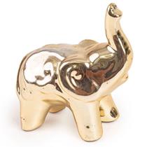 Elefante Decorativo Ceramica Dourado