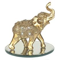 Elefante Decorativo Resina C/ Base De Espelho Indiano Sorte - Luthi Comércio de Presentes