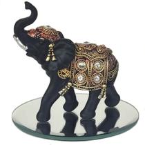 Elefante Decorativo Resina C/ Base De Espelho Indiano Sorte - Luthi Comércio de Presentes