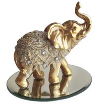 Elefante Decorativo Resina C/ Base De Espelho Indiano Sorte Elefante Decorativo Resina C/ Base De Espelho Indiano Sorte