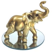 Elefante Decorativo Resina C/ Base De Espelho Indiano Sorte - M01esp