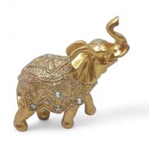 Elefante Dourado com Detalhes de Pedras Brilhantes 12 cm