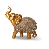 Elefante Dourado De Resina Para Escritório 10cm Decoração Animal Indiano Decorativo Sala Escultura Indiana Poliresina - Divinário