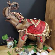 Elefante gg vermelho com pedras 40cm Elefante gg vermelho com pedras 40cm