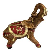 Elefante Indiano Com Manto Vermelho Decorativo - Sorte e União