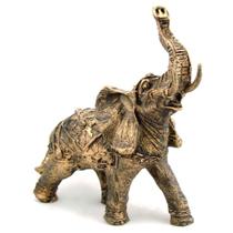 Elefante Indiano Cor Ouro Envelhecido Estátua Resina Grande - Shop Everest