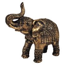 Elefante Indiano Em Resina Sorte E Sabedoria Dourado 19 Cm