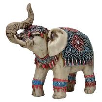 Elefante Indiano Sorte Sabedoria Resina Marfim Azul Vermelho