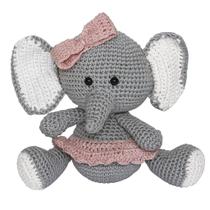 Elefante Lala de Lacinho Rosa Amigurumi Crochê Quarto Bebê Infantil Menina - Potinho de Mel