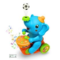 Elefante Musical Braskit Brinquedo Bate Volta Equilibra Sopra Bolinha com Tambor Som Luz Movimento