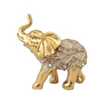 Elefante Resina Decorativa Dourado Sorte Sabedoria Enfeite Mesa Sala Luxo Elegante