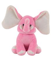 Elefante Rosa Orelhas Grandes 26cm Pelúcia