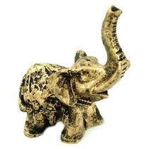 Elefante Tromba Indiano Mini Estátua Resina Dourado