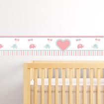Elefantes E Coração Adesivo De Parede Infantil Faixa Border Elefantes E Coração Adesivo De Parede Infantil Faixa Border