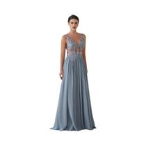 Elegante Brilhante Frisado Cinta De Espaguete Uma Linha Vestido De Baile De Noite Ilusão Osso De