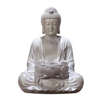 Elegante estátua de Buda com lótus, suporte de vela de resina