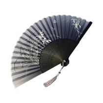 Elegante Leque Dobrável De Bambu Vintage Com Borla Para Mulheres, Dança Clássica, Decoração De Casa