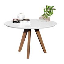 Elegante Mesa de Centro Redonda com Borda Arredondada Cor Branco