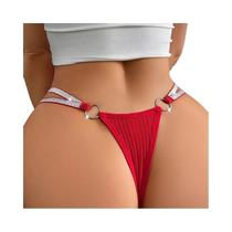 Elegante Tanga De Cetim Prata De Cintura Baixa Sexy E Respirável Para Mulheres