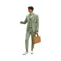 Elegante Terno Slim Fit Rosa De 3 Peças Para Homens, Colete, Calças, Blazer Formal Para Casamento E