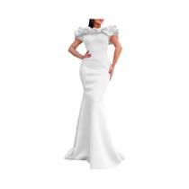 Elegante Vestido Longo De Sereia Com Ombro De Fora, Manga Curta, Comprimento Até O Chão, Luxo, Festa