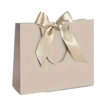 Elegantes Sacolas De Presente Bege 10pcs Com Laços Dourados Sacolas De Papel Dobráveis 5 Sacolas 5
