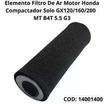 Elemento Filtro De Ar Motor Honda Compactador Solo GX120/160/200 MT B4T 5.5 G3