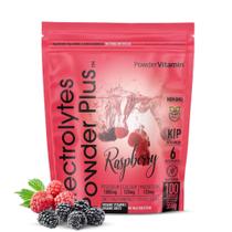 Eletrólito em pó, vitaminas, eletrólitos, framboesa