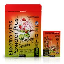 Eletrólitos em pó mais vitamina Keto, morango e pepino em pó