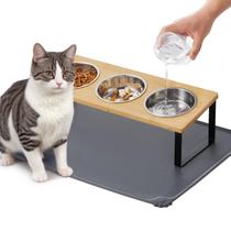 Elevated Cat Bowls Summark aprimorado com inclinação de 15 com tapete de alimentação