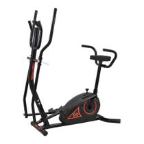 Elíptico Magnético Double Training 1 Monitor 5 Funções Aparelho Profissional Fitness Casa Preto