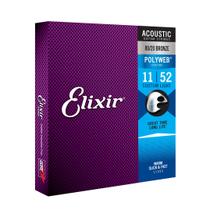 Elixir Strings 80/20 Bronze Cordas de guitarra acústica w revestimento POLYWEB, Luz Personalizada (.011-.052)