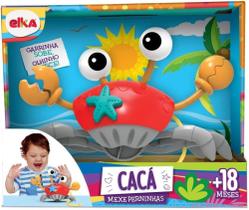 Elka Cacá Mexe Perninhas, Cor corpo vermelho/pernas cinza clara/patas amarela/olho e acessórios branco e verde água inverte