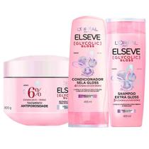 Elseve Glycolic Gloss Kit - Shampoo + Condicionador + Creme de Tratamento