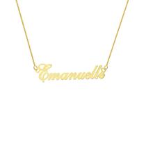 EMANUELLE COLAR DE NOME FOLHEADO A OURO 18k