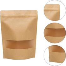 Embalagem 12x20cm Stand Up Pouch Kraft Zip Lock Visor C/50un