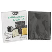 Embalagem a Vácuo 20x25cm - 100 Unidades Gofrada Preta em Sacos Pré-Formados