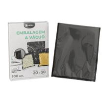 Embalagem a Vácuo 20x30cm - 100 Unidades Gofrada Preta em Sacos Pré-Formados