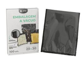 Embalagem a Vácuo 20x30cm - 100 Unidades Gofrada Preta em Sacos Pré-Formados