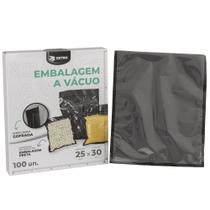 Embalagem a Vácuo 25x30cm - 100 Unidades Gofrada Preta em Sacos Pré-Formados
