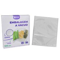 Embalagem a Vácuo 25x30cm - 100 Unidades Gofrada Transparente em Sacos Pré-Formados