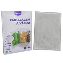 Embalagem a Vácuo 28x40cm - 100 Unidades Gofrada Transparente em Sacos Pré-Formados