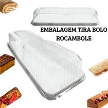 Embalagem base isopor e tampa transparente 20 unidades Tira de bolo, Torta salgada, Rocambole